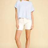 DROPPED SHOULDER SWEATER TOP BLUE / S