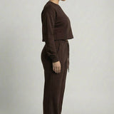 Essential Cropped Top and Seam Detail Patch Pocket Pants Set