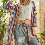Long Sleeve Crochet Various Colors Cardigan: WHITE MULTI / Os