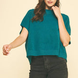 DROPPED SHOULDER SWEATER TOP BLUE / M
