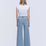 HIGH RISE MEDIUM LIGHT FLORAL PRINT WIDE LEG JEANS T7335FPR: FLORAL PRINT / 24
