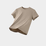 Essential basic plain fitted cotton blend crewneck tee