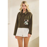 Sequins Contrast Jacket: Olive / L