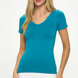 Seamless Reversible V-Neck Short Sleeve Top