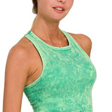 `.0802 Premium Washed Seamless High-neck Crop Tank SI-25526: ASH PINK-162187 / S/M