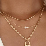 18K STAINLESS STEEL TARNISH FREE LAYERED NECKLACE | 40NK371: Gold