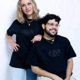 3-D Puff Print Black on Black Logo Tee: M
