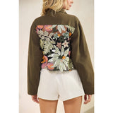 Sequins Contrast Jacket: Olive / L