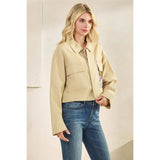 Sequins Contrast Jacket: Tan / S