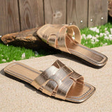Summer 2026 Crocodile Pattern Roman Style Flat Slippers