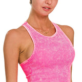 `.0802 Premium Washed Seamless High-neck Crop Tank SI-25526: DEEP CAMEL-162189 / S/M