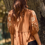 Solid Airflow Peplum Blouse : Denim Blue / M