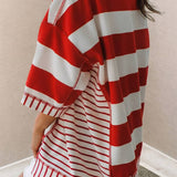Stripe Sequin Bow Patriotic Half Sleeve Top S