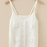 3D Floral Spaghetti Straps Sweater Vest (S-XL): White / Missy / L