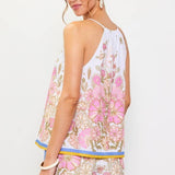 Sleeveless Border Print Top: Sweet Pea / XS