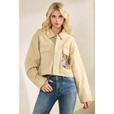 Sequins Contrast Jacket: Tan / L