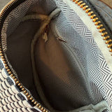Birdie Saddle Checkered Crossbody Bag: Navy Checkered
