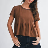 8613HK Pleated Swing Tee Top
