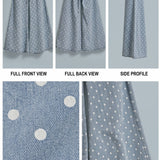 Polka Dot Wide-Leg Denim Pants in Cotton