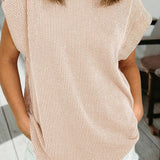 Spring 2026Twisted Rib Wide Sleeve Crew Neck T Shirt (S-2XL): Dark Khaki / L