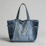 Frayed Edge Denim Tote Bag