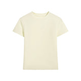 Essential basic plain fitted cotton blend crewneck tee