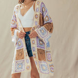 Granny Square Crochet Patchwork Duster Cardigan