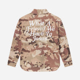 What a Friend in Jesus Camo Shacket: XS