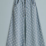 Polka Dot Wide-Leg Denim Pants in Cotton