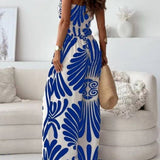 Fashionable Print Bandeau Waist-Cinching Jumpsuit: Khaki / L