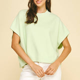 DROPPED SHOULDER SWEATER TOP SAGE / S