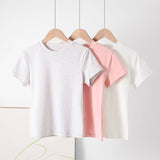 Essential basic plain fitted cotton blend crewneck tee