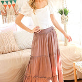 Maxi Tiered  Wide Leg Beach Palazzo Pants VP73052: Mocha / L