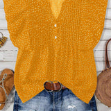 V-neck Button Pleated Top: Red / M