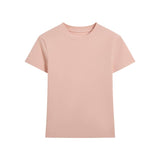 Essential basic plain fitted cotton blend crewneck tee