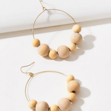 Boho Wood Drop Hoop Earrings