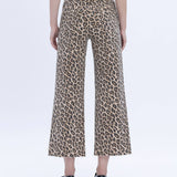 HIGH RISE ANIMAL PRINT CROP WIDE LEG JEANS T5894LPD: ANIMAL PRINT / 27
