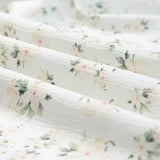 White Frilly Shirred Bodice Tiered Floral Maxi Dress: White / 100%Polyester / L