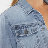 OPEN PACK CLASSIC FIT PEPLUM DENIM JACKET-KC7369L: LIGHT / L