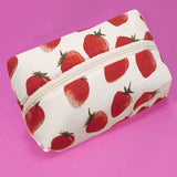 STRAWBERRY WESTERN BOW MAKEUP COSMETIC POUCH BAG | 40P544: CHERRY