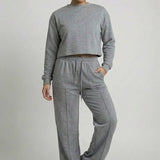 Essential Cropped Top and Seam Detail Patch Pocket Pants Set