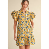 Floral print dress: YELLOW / L