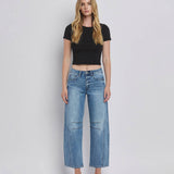 HIGH RISE DART STRUCTURED FIT BARREL LEG JEANS T6514: TINGLE / 24