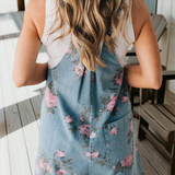 Floral Print Denim Shortalls