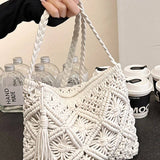 ',,,, SI-26259 Woven Bohemian Tassel Crochet Shoulder Bag: BLACK-167825 / OS