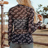 Fashion-W Game Day Rugby Mesh Sheer Long Sleeve Top: As shown / Missy / L