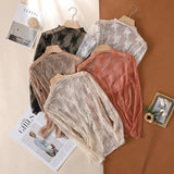 Semi Sheer Mesh Floral Lace Layering Top: Taupe / L