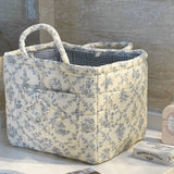 Boho Organizer Tote Floral Quilted Storage Basket