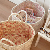 Boho Organizer Tote Floral Quilted Storage Basket