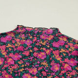 Spring Western Retro Floral Printed Mock Neck Mesh Top (S-4X: Multi-Colored / 2X